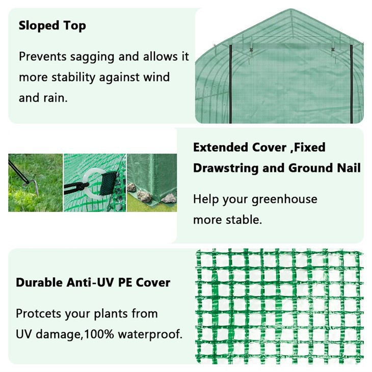 Sloped Top High Tunnel Greenhouse For Sale